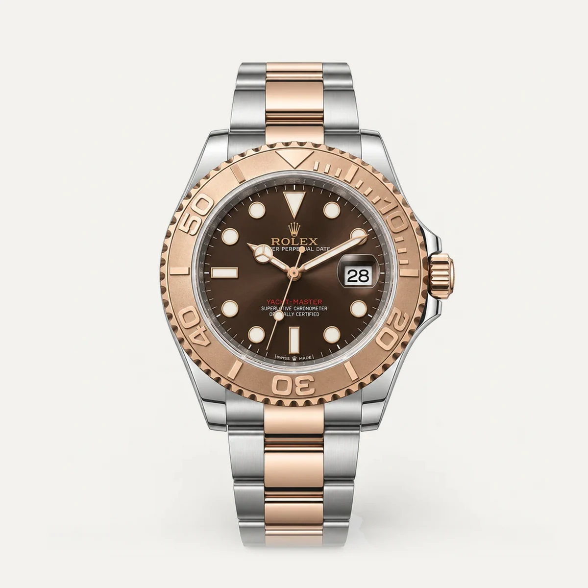 Rolex Yacht-Master 40، ميناء شوكولاتة · سوار أويستر — صورة توضيحية وليست صورة للقطعة