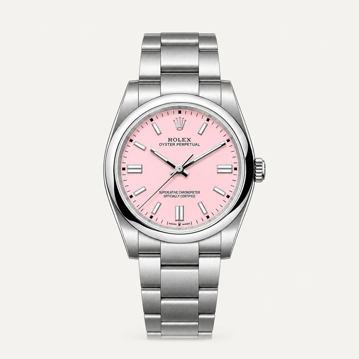 Rolex Oyster Perpetual 36، ميناء وردي فاتح — صورة توضيحية وليست صورة للقطعة