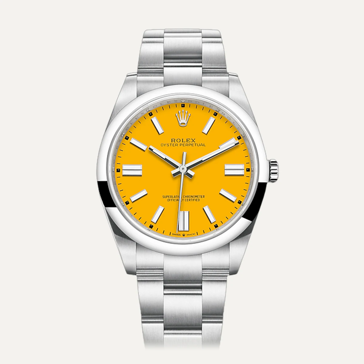 Rolex Oyster Perpetual 41، ميناء أصفر — صورة توضيحية وليست صورة للقطعة