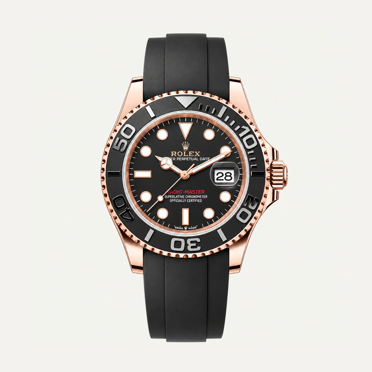 Rolex Yacht-Master 40، ميناء أسود · حزام بنمط أويسترفليكس — صورة توضيحية وليست صورة للقطعة