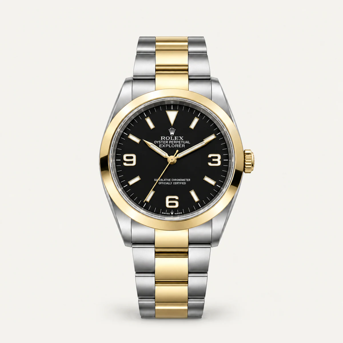 Rolex Explorer 36، ميناء أسود · سوار أويستر — صورة توضيحية وليست صورة للقطعة
