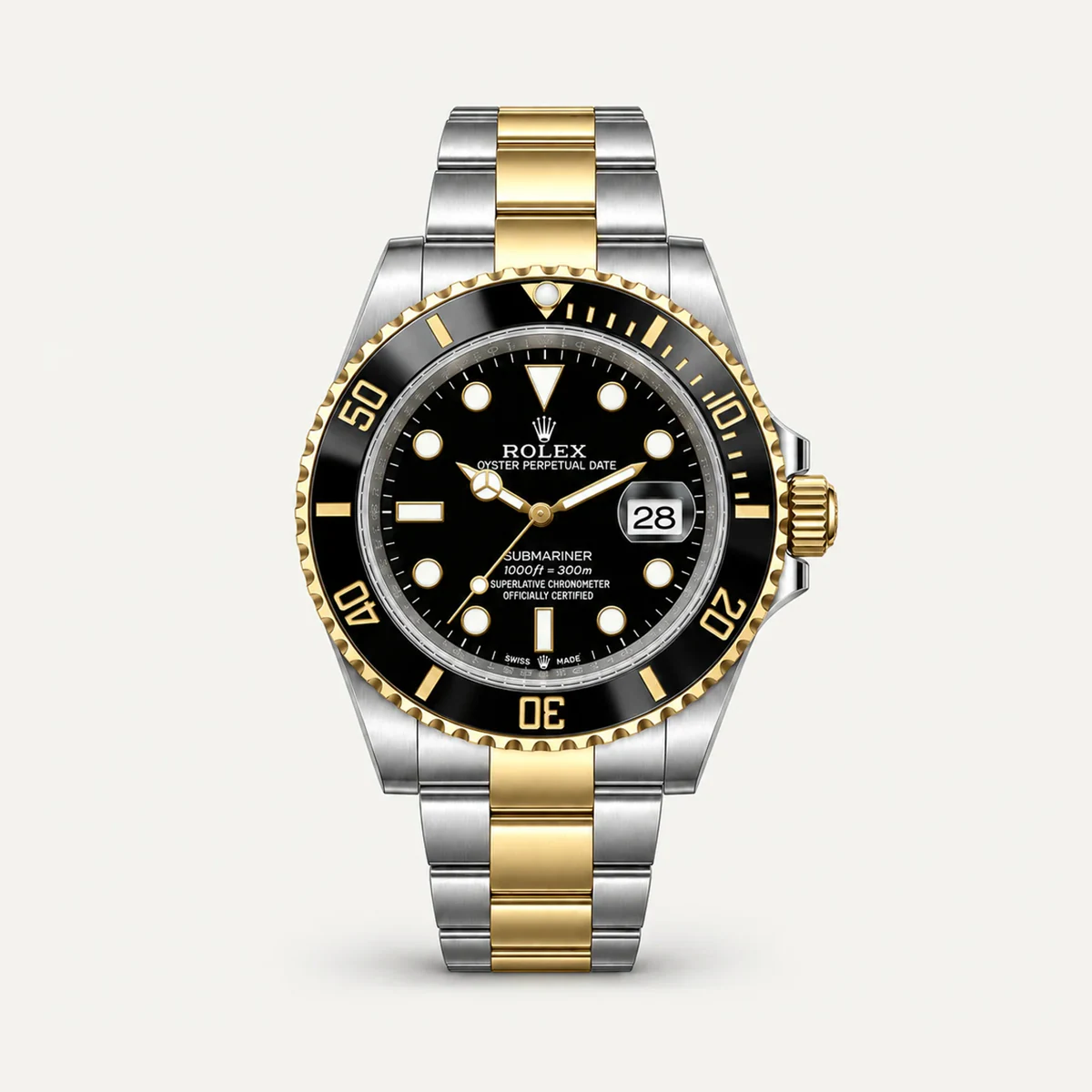 Rolex Submariner 40، ميناء أسود · سوار أويستر — صورة توضيحية وليست صورة للقطعة