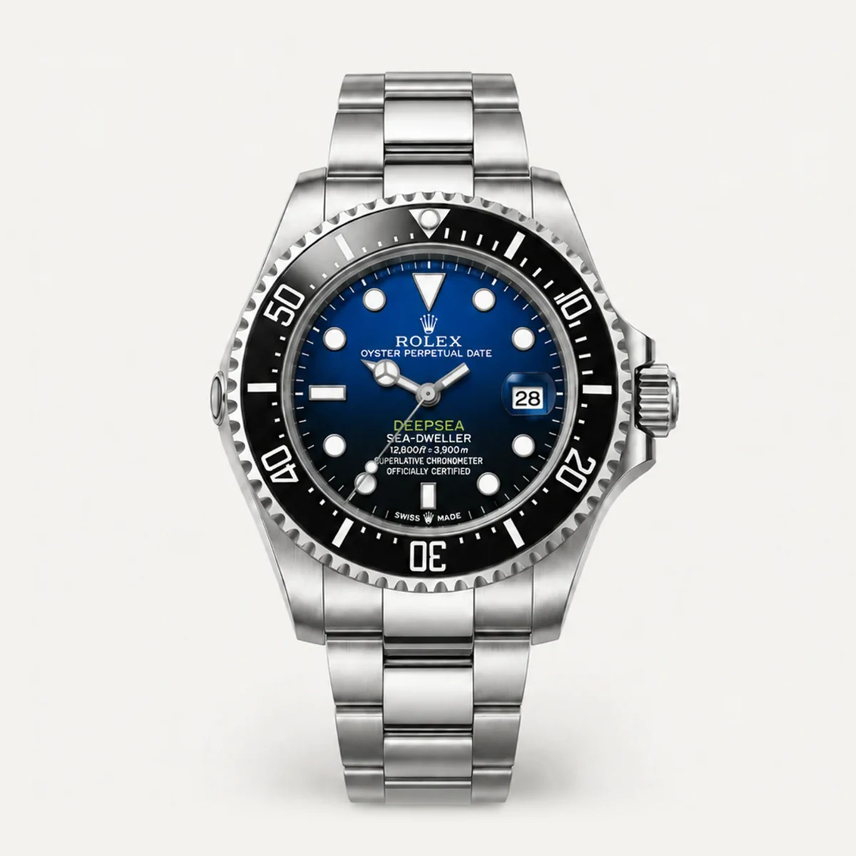 Rolex Deepsea 44, Blue gradient dial — illustrative render, not a photograph of the piece
