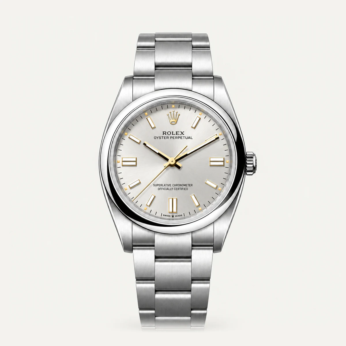 Rolex Oyster Perpetual 36, Silver dial — illustrative render, not a photograph of the piece