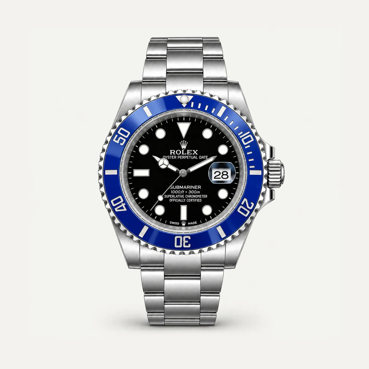 Rolex Submariner 41، ميناء أسود · سوار أويستر — صورة توضيحية وليست صورة للقطعة