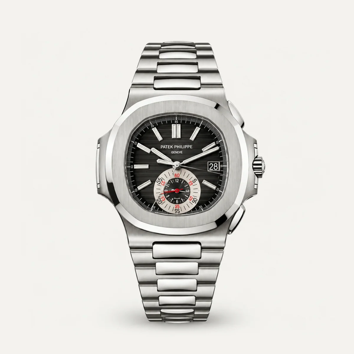 Patek Philippe Nautilus Chronograph 5980/1A، ميناء أسود · ستيل — صورة توضيحية وليست صورة للقطعة