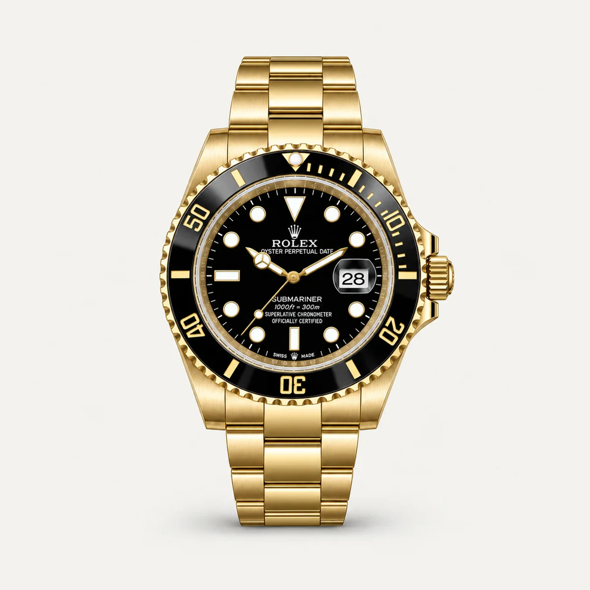 Rolex Submariner 40، ميناء أسود · سوار أويستر — صورة توضيحية وليست صورة للقطعة