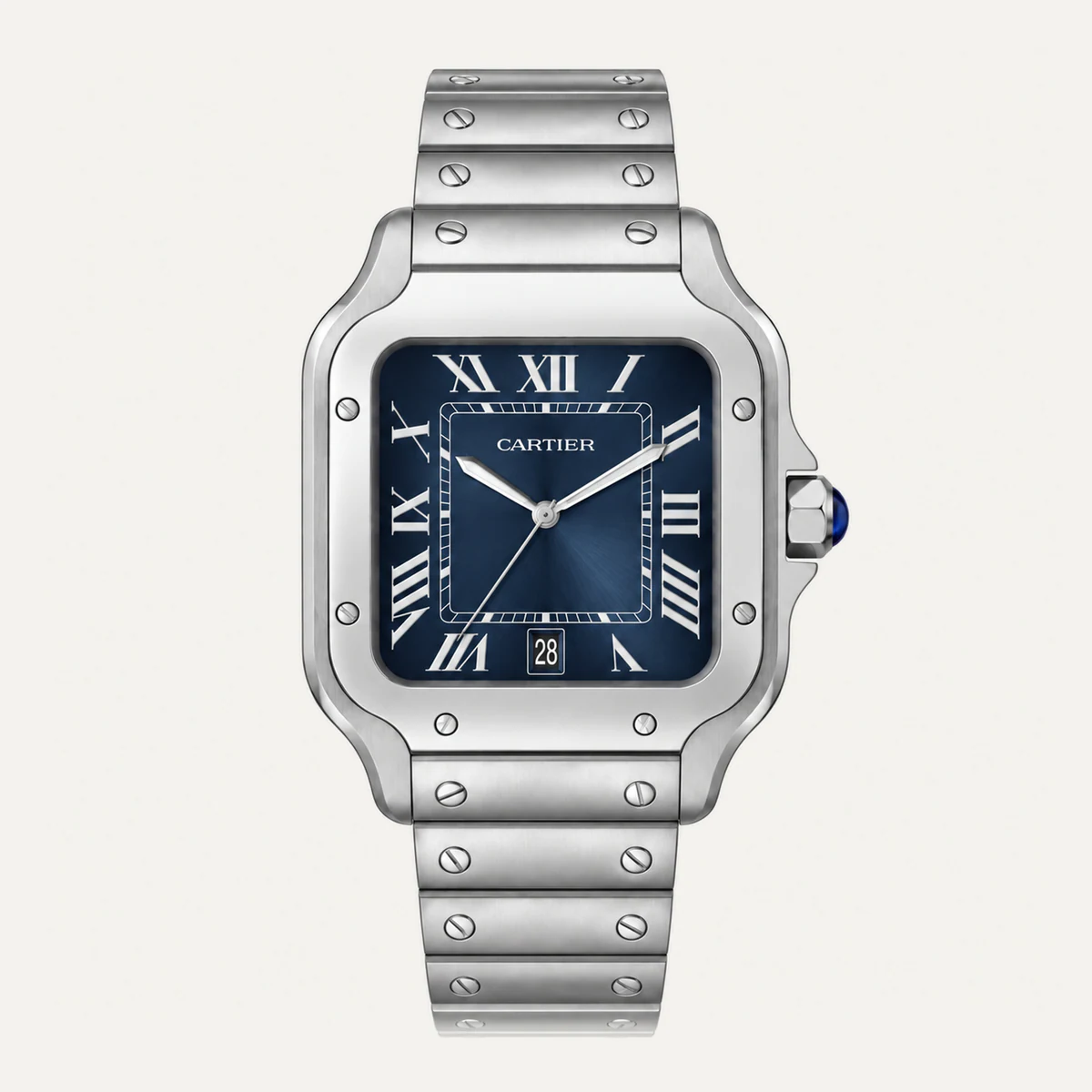 Santos de Cartier Large — studio illustration checked against the real Cartier watch
